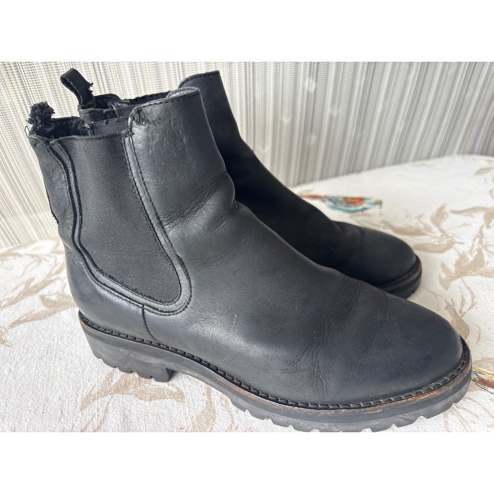 Thursday Boot Co Duchess Black Leather Chelsea Boots Lug Sole Womens 7.5